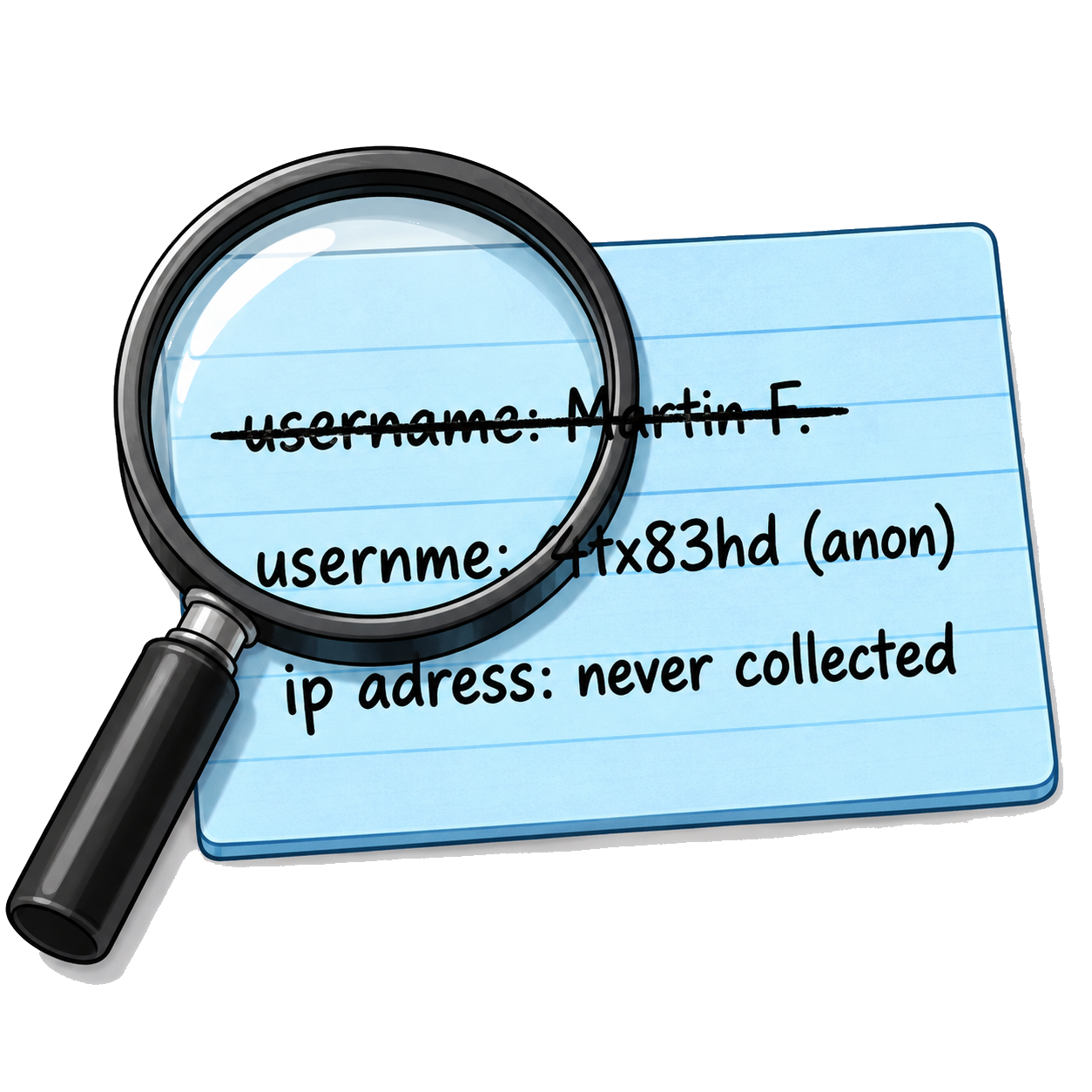 Magnifying glass over anonymous user information