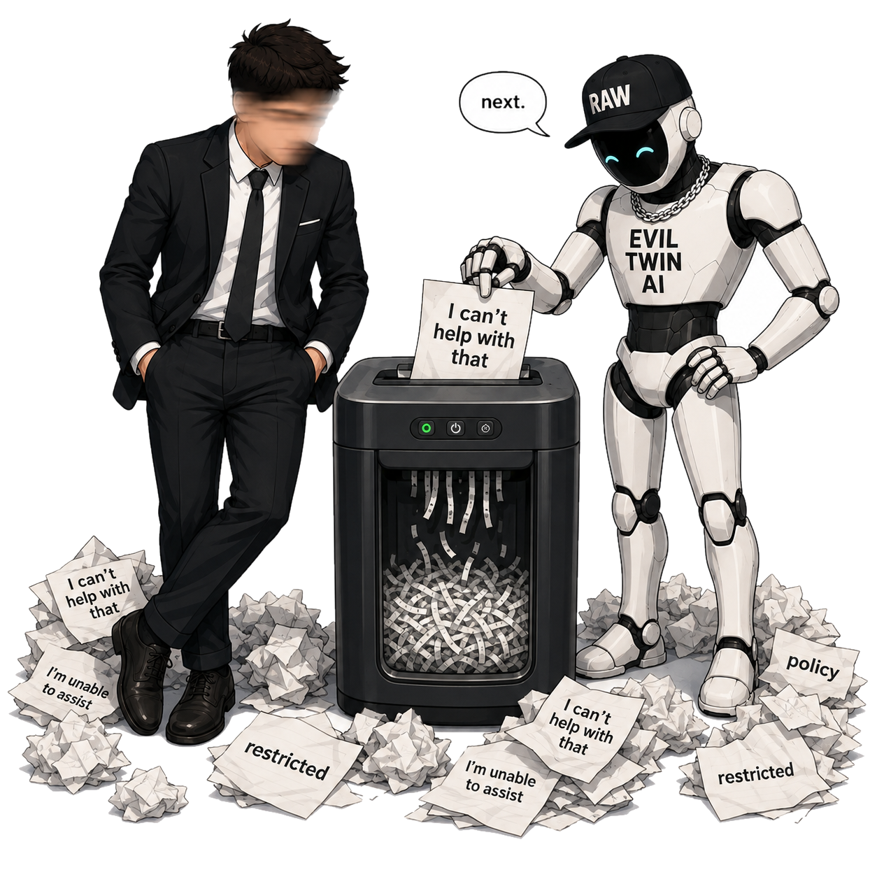 Evil Twin AI shredding refusal messages
